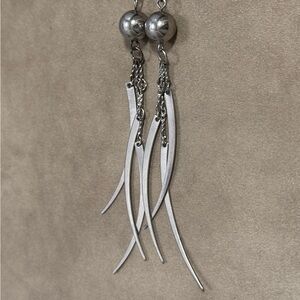Silver Dangle Chain Fringe Earrings